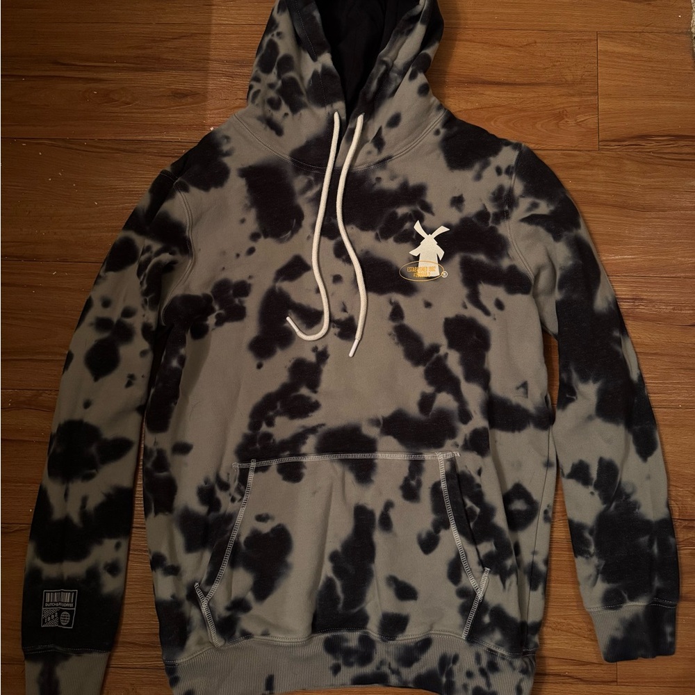 Dutch bros Black and Gray tie dye Hoodie